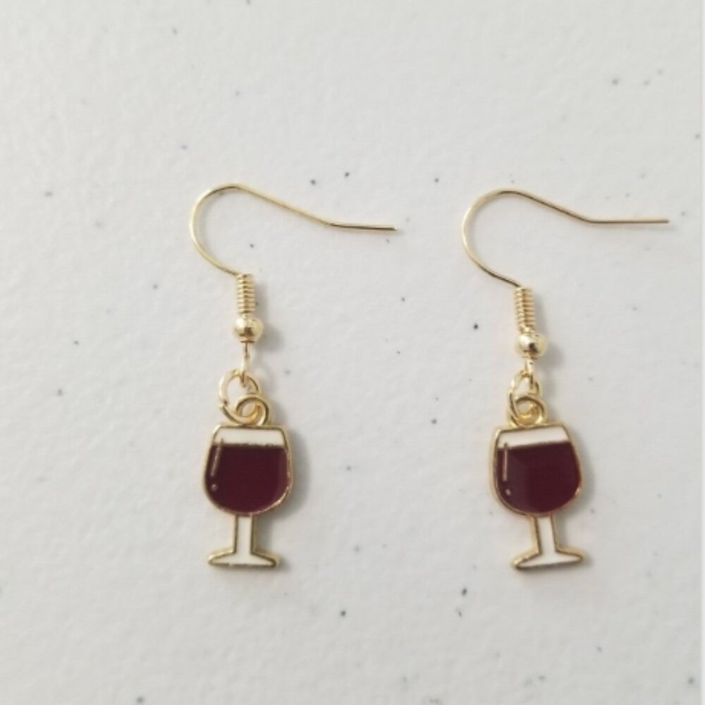 Fun Red Wine Glasses Dangle Drop Earrings Wine Accessories Casual Formal